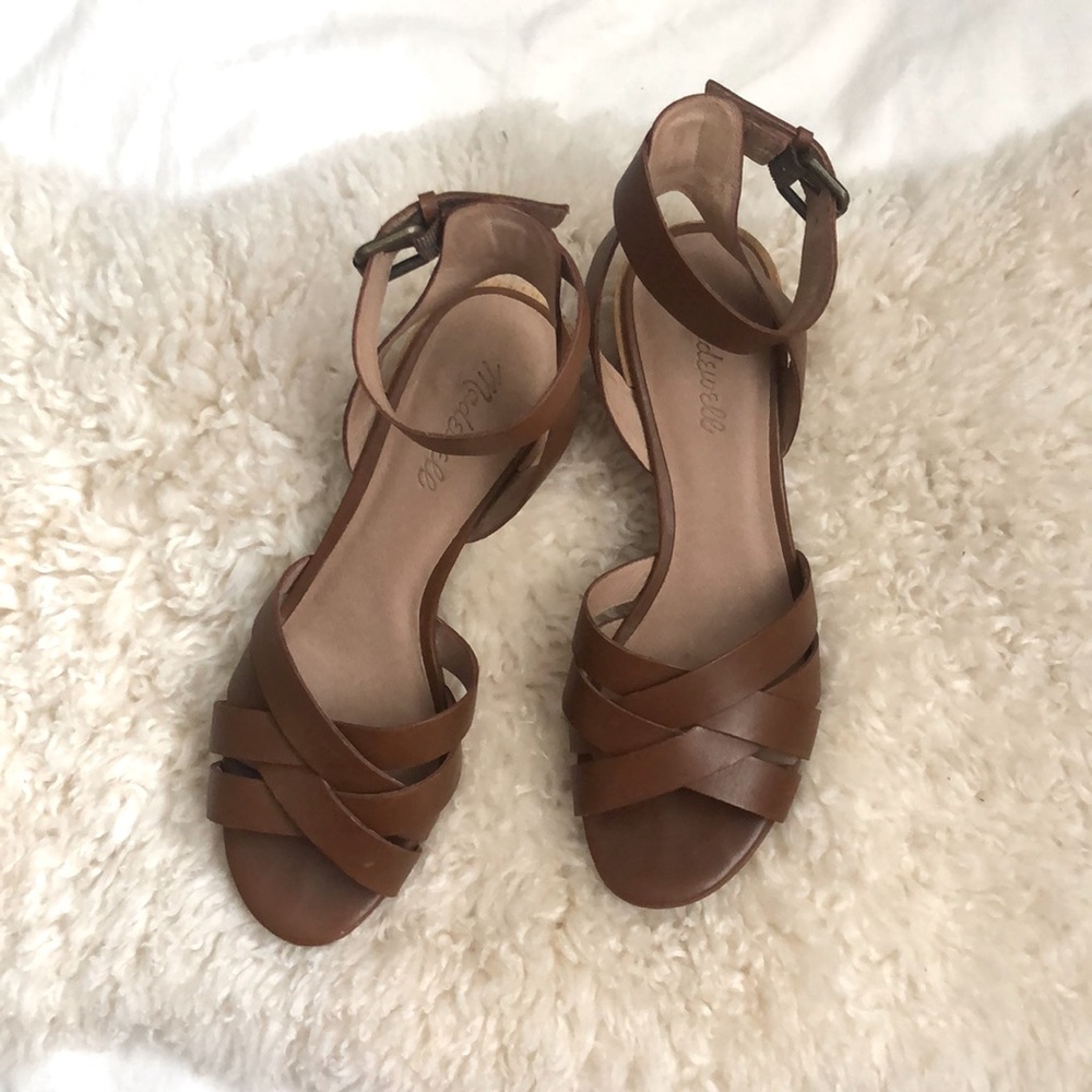 Madewell Heeled Leather Sandals in Size 8